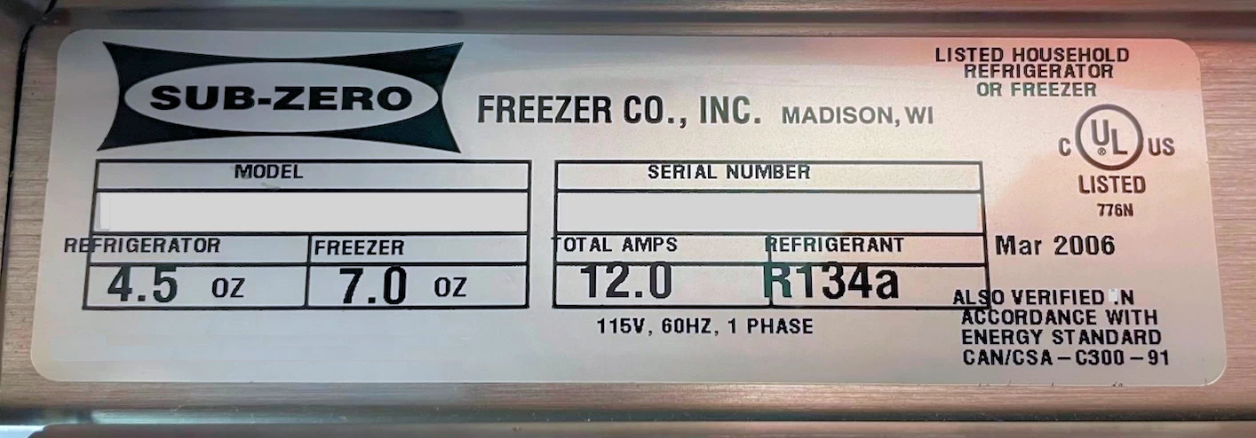 How to locate your Sub-Zero 650 model and serial number
